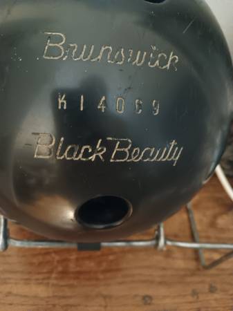 Vintage Brunswick Black Beauty Bowling Ball Drilled