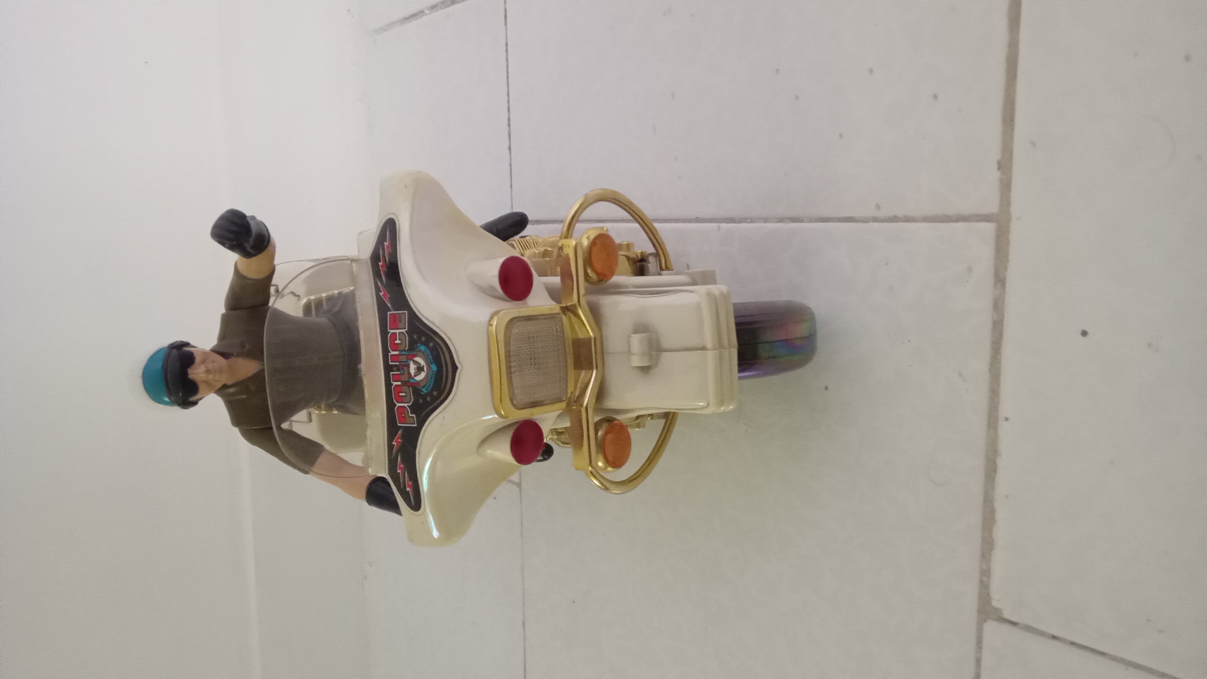 Vintage Jumbo Police Motorcycle Toy – Original Box – Working Lights – Helicopter image 4