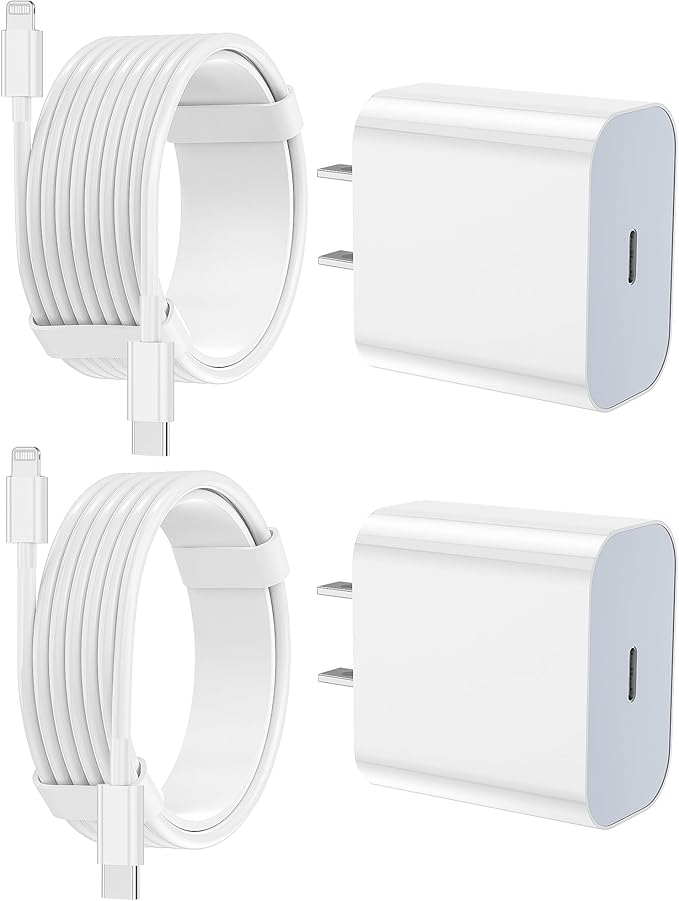 iPhone Charger Fast Charging 2 Pack Type C Wall Charger Block with 2 Pack [6FT&10FT]