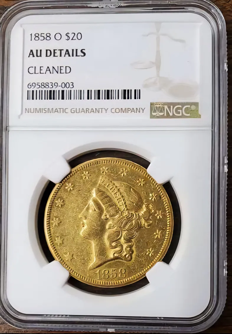 1858 O $20 gold piece