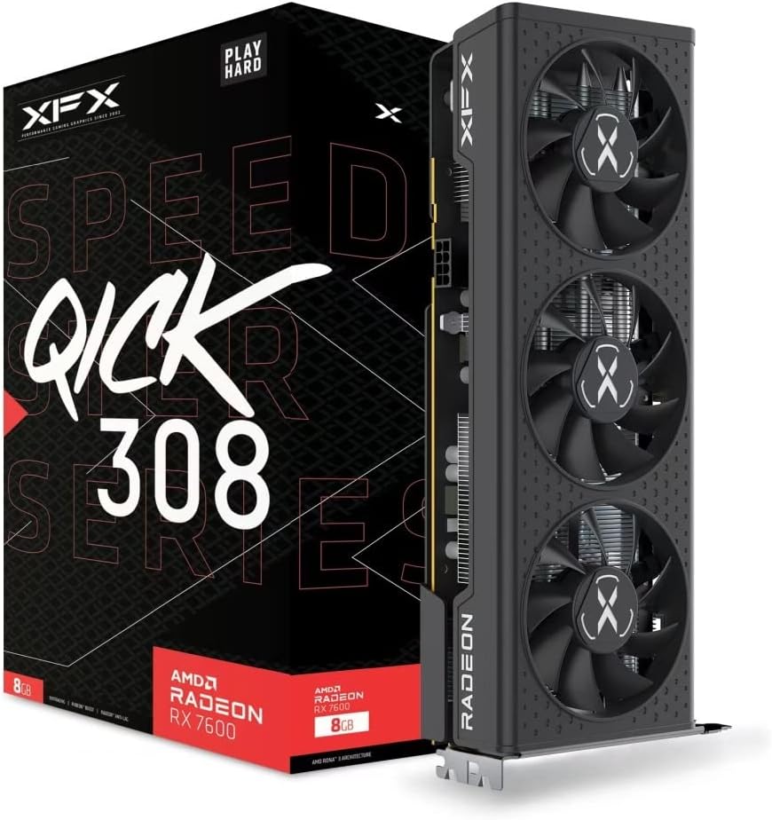 XFX Speedster QICK308 Radeon RX 7600 Black Gaming Graphics Card with 8GB GDDR6