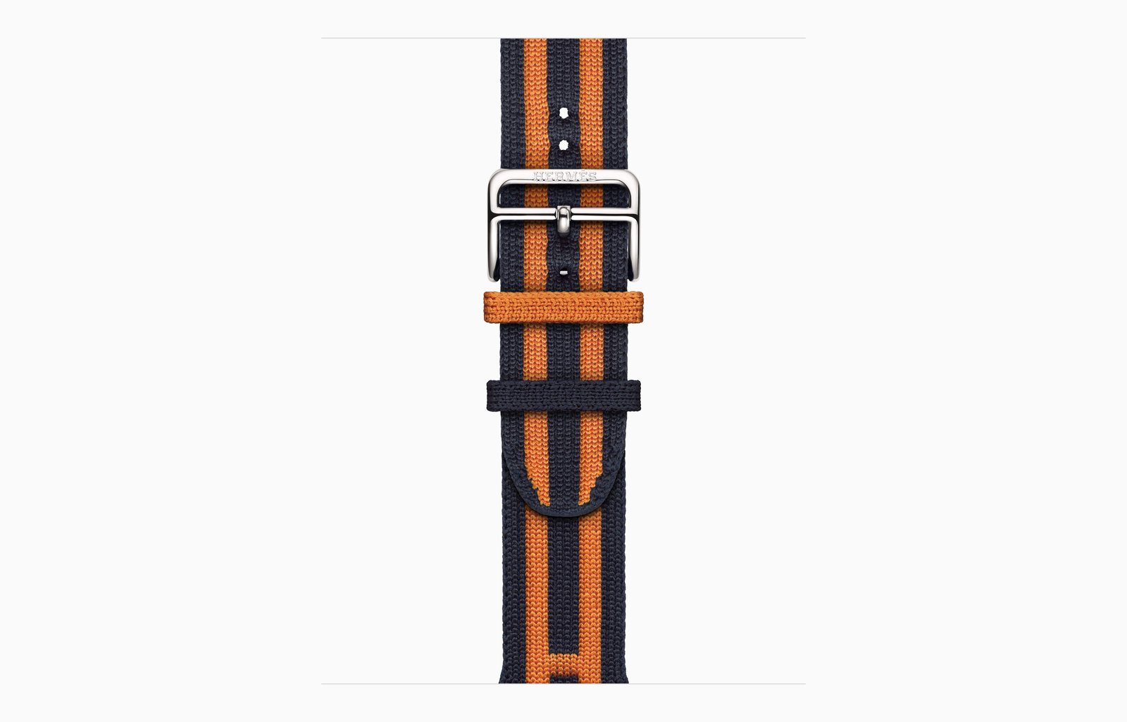 Apple Watch Hermès Series 12 GPS + Cellular, 42mm Silver Titanium Case with Bleu Nuit/Orange Rocabar Club image 3