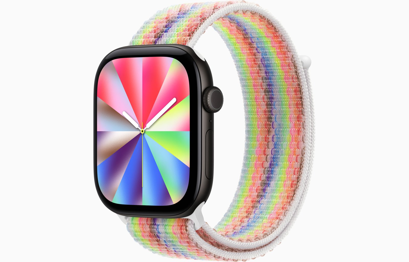Apple Watch Series 12 GPS + Cellular, 46mm Black Aluminum Case with Pride Edition Sport Loop