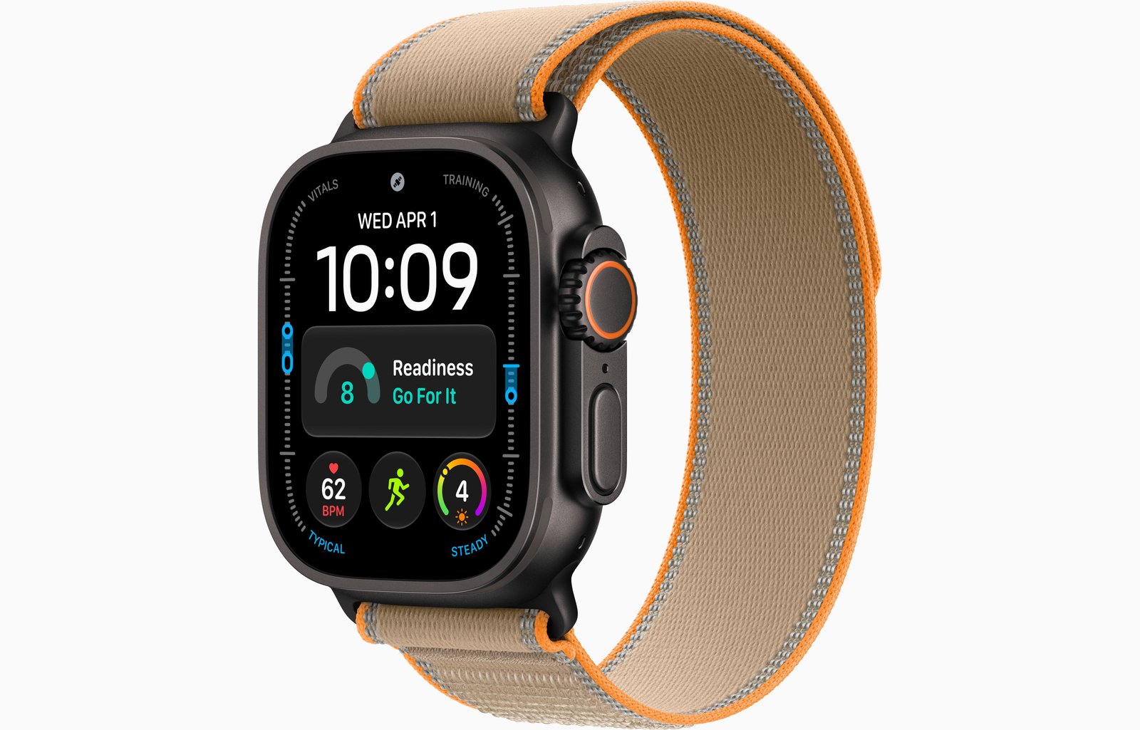 Apple Watch Ultra 4 GPS + Cellular, 49mm Black Titanium Case with Sand Trail Loop — S/M