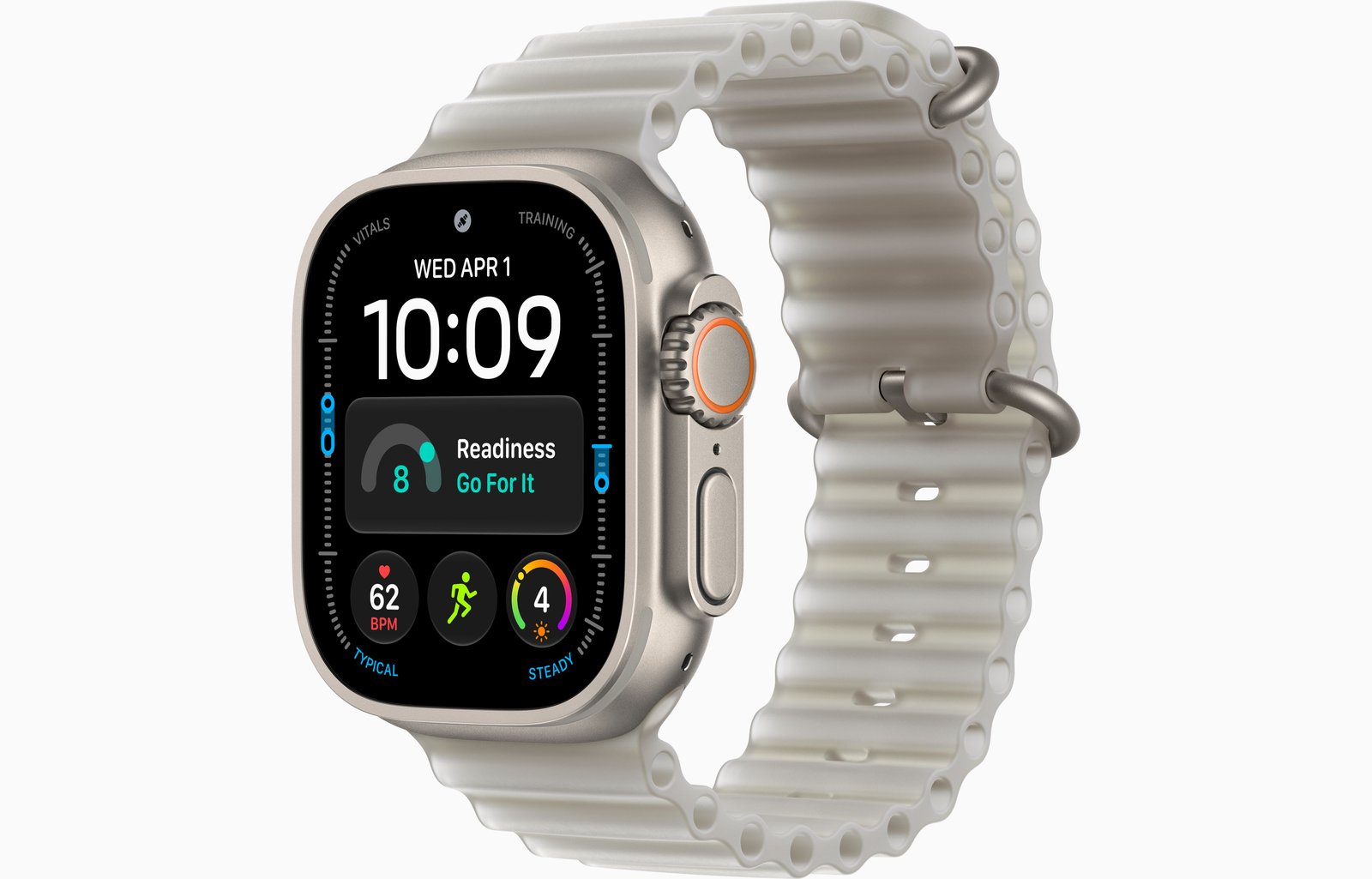 Apple Watch Ultra 4 GPS + Cellular, 49mm Natural Titanium Case with Translucent Gray Ocean Band