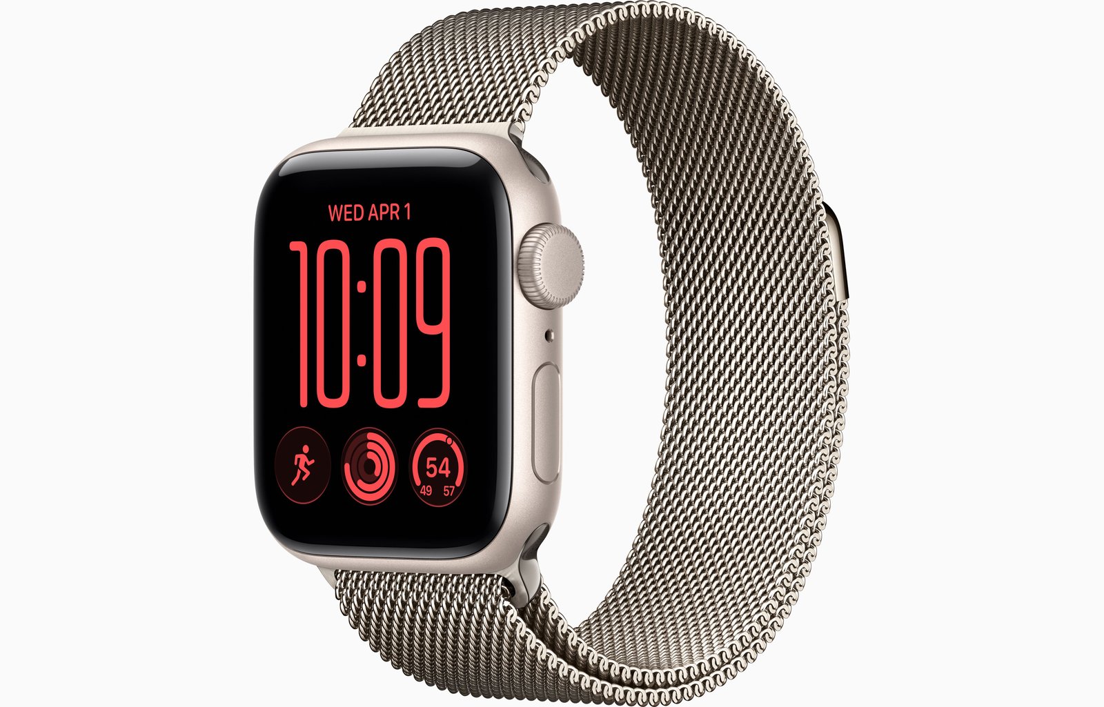 Apple Watch SE 3 GPS, 40mm Starlight Aluminum Case with Natural Milanese Loop