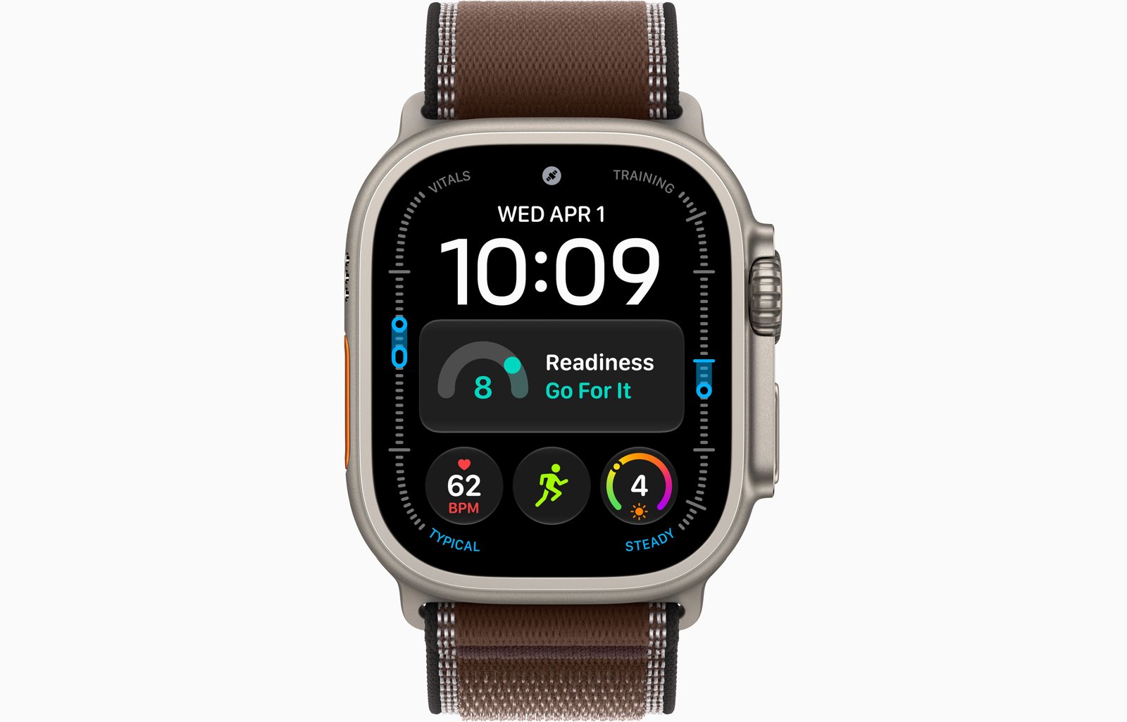 Apple Watch Ultra 4 GPS + Cellular, 49mm Natural Titanium Case with Dark Umber Trail Loop — S/M image 2