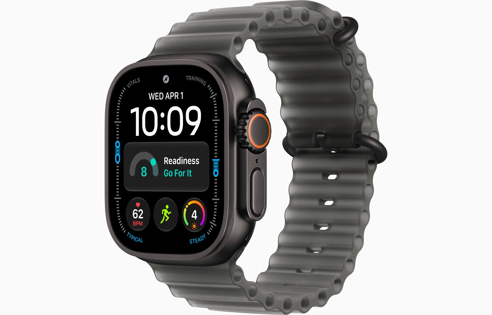 Apple Watch Ultra 4 GPS + Cellular, 49mm Black Titanium Case with Translucent Black Ocean Band