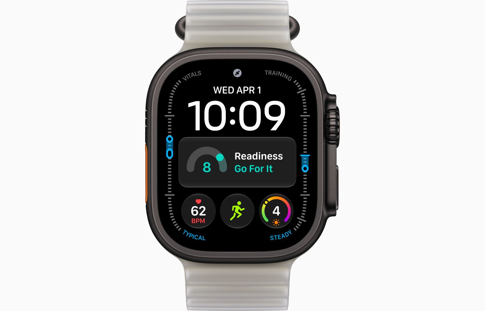 Apple Watch Ultra 4 GPS + Cellular, 49mm Black Titanium Case with Translucent Gray Ocean Band image 2