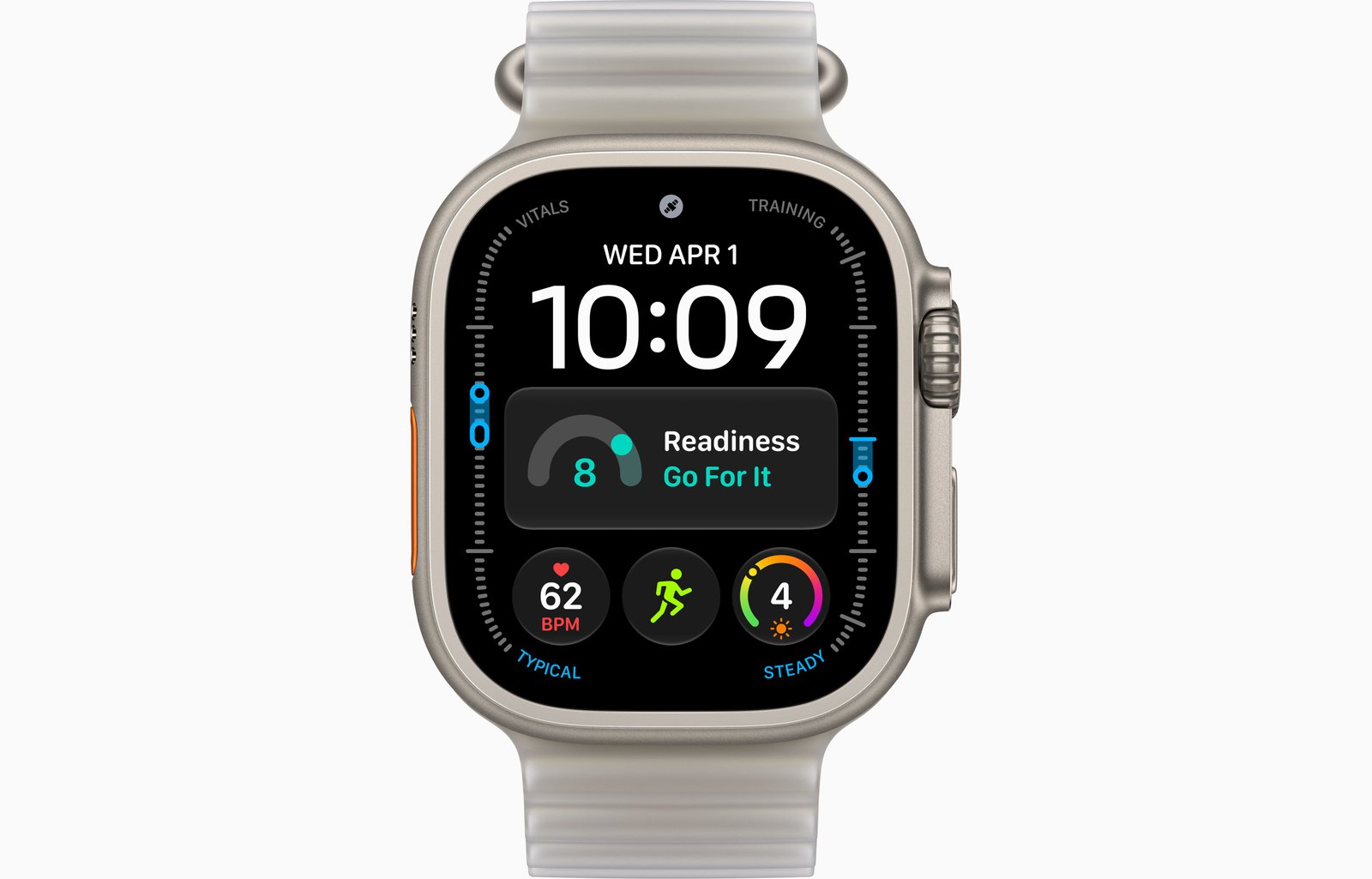 Apple Watch Ultra 4 GPS + Cellular, 49mm Natural Titanium Case with Translucent Gray Ocean Band image 2