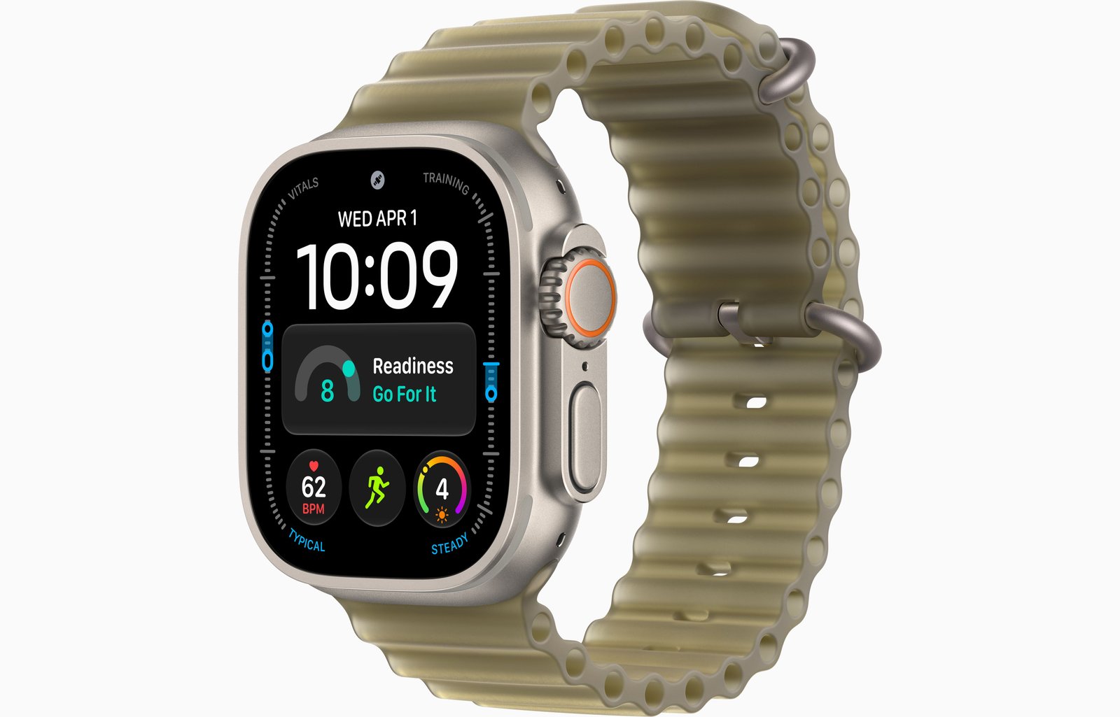 Apple Watch Ultra 4 GPS + Cellular, 49mm Natural Titanium Case with Translucent Kelp Ocean Band
