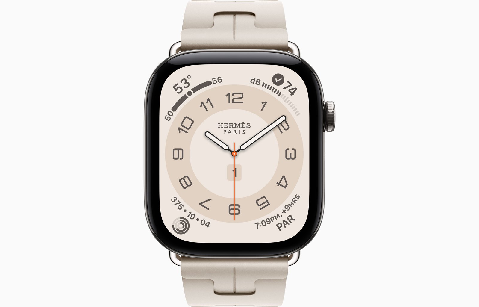 Apple Watch Hermès Series 12 GPS + Cellular, 46mm Silver Titanium Case with Béton Kilim Single Tour image 2