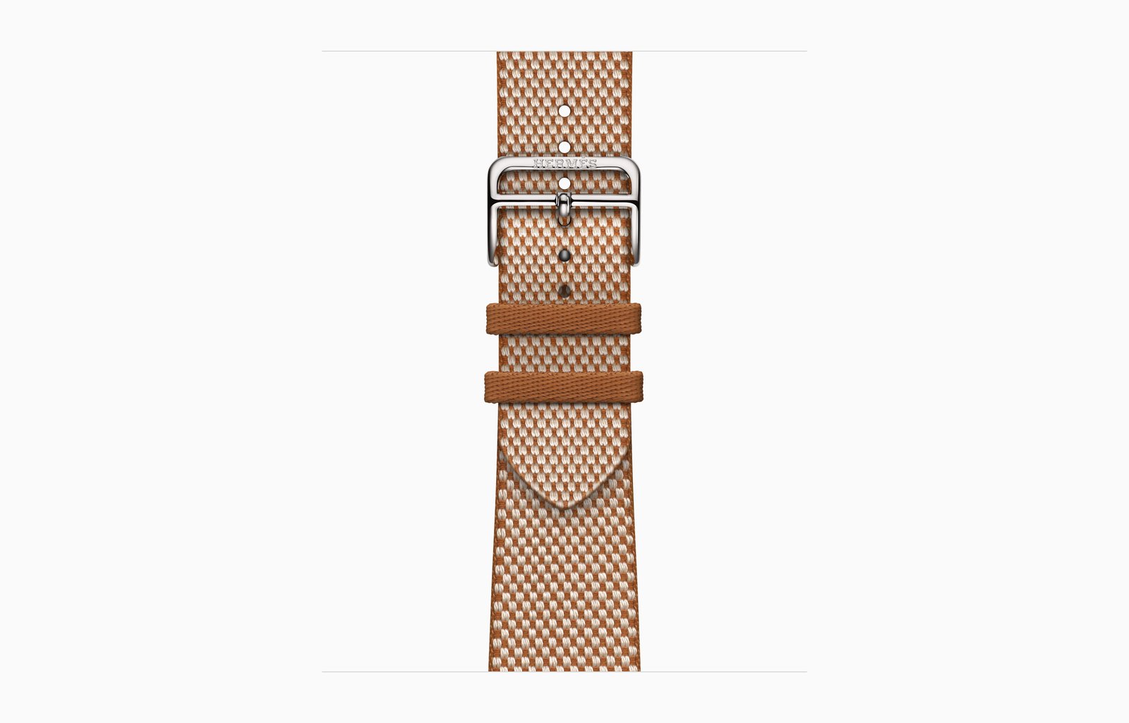 Apple Watch Hermès Series 12 GPS + Cellular, 42mm Silver Titanium Case with Gold/Écru Toile H Single Tour image 3
