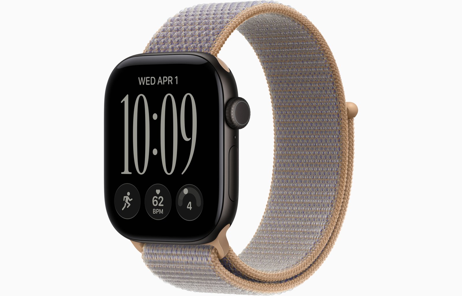 Apple Watch Series 12 GPS + Cellular, 42mm Black Aluminum Case with Chambray Blue Sport Loop