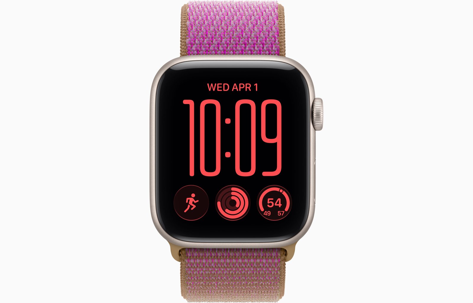 Apple Watch SE 3 GPS, 44mm Starlight Aluminum Case with Magenta Sport Loop image 2