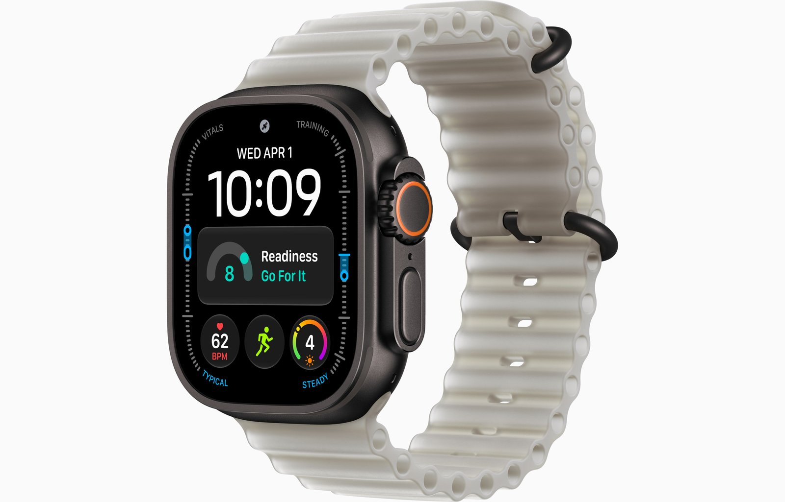 Apple Watch Ultra 4 GPS + Cellular, 49mm Black Titanium Case with Translucent Gray Ocean Band
