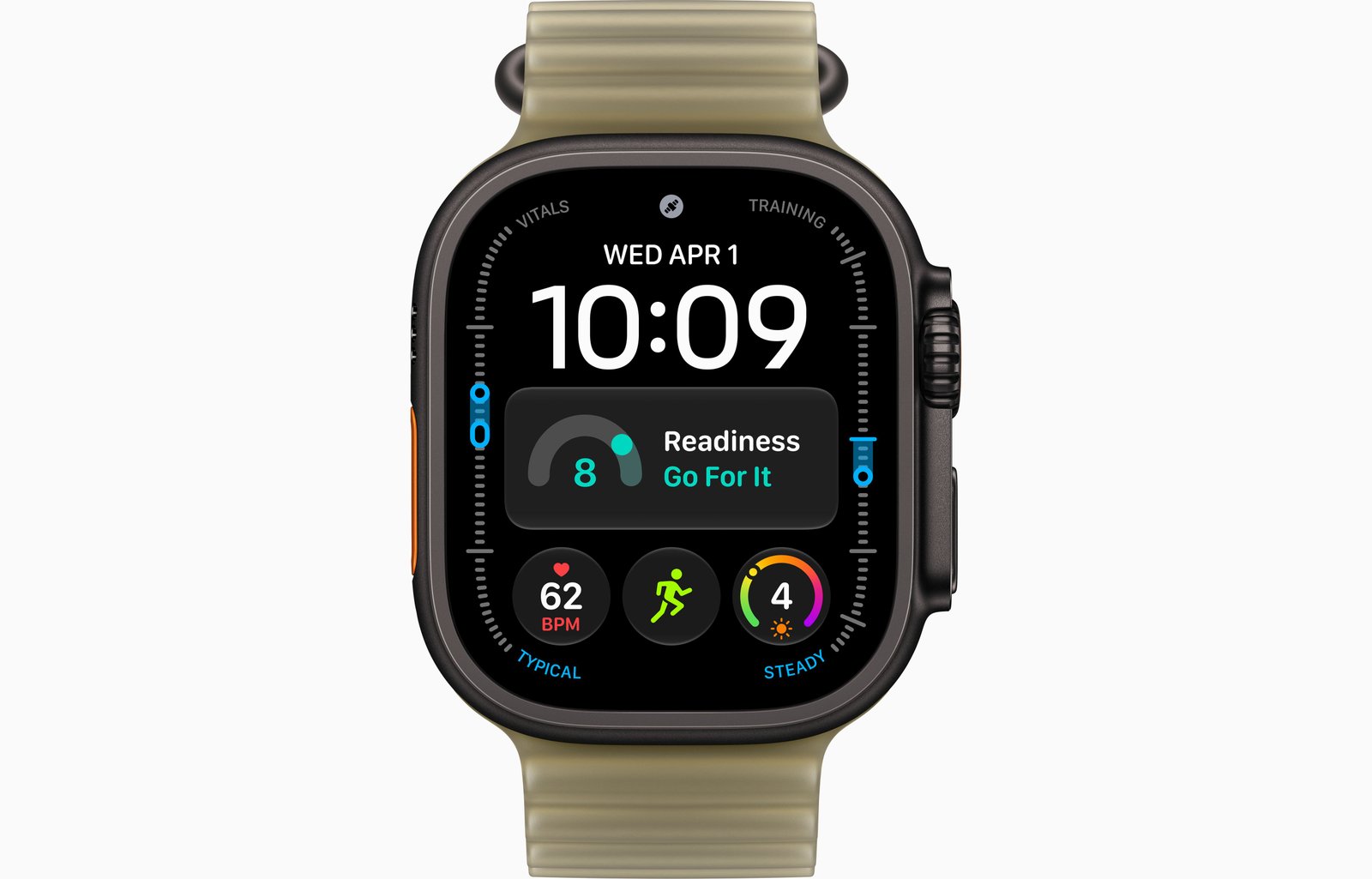 Apple Watch Ultra 4 GPS + Cellular, 49mm Black Titanium Case with Translucent Kelp Ocean Band image 2