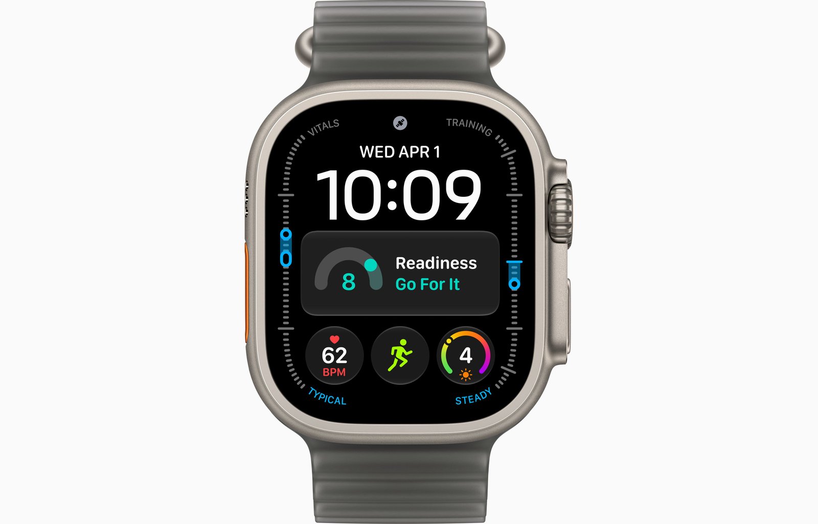 Apple Watch Ultra 4 GPS + Cellular, 49mm Natural Titanium Case with Translucent Black Ocean Band image 2