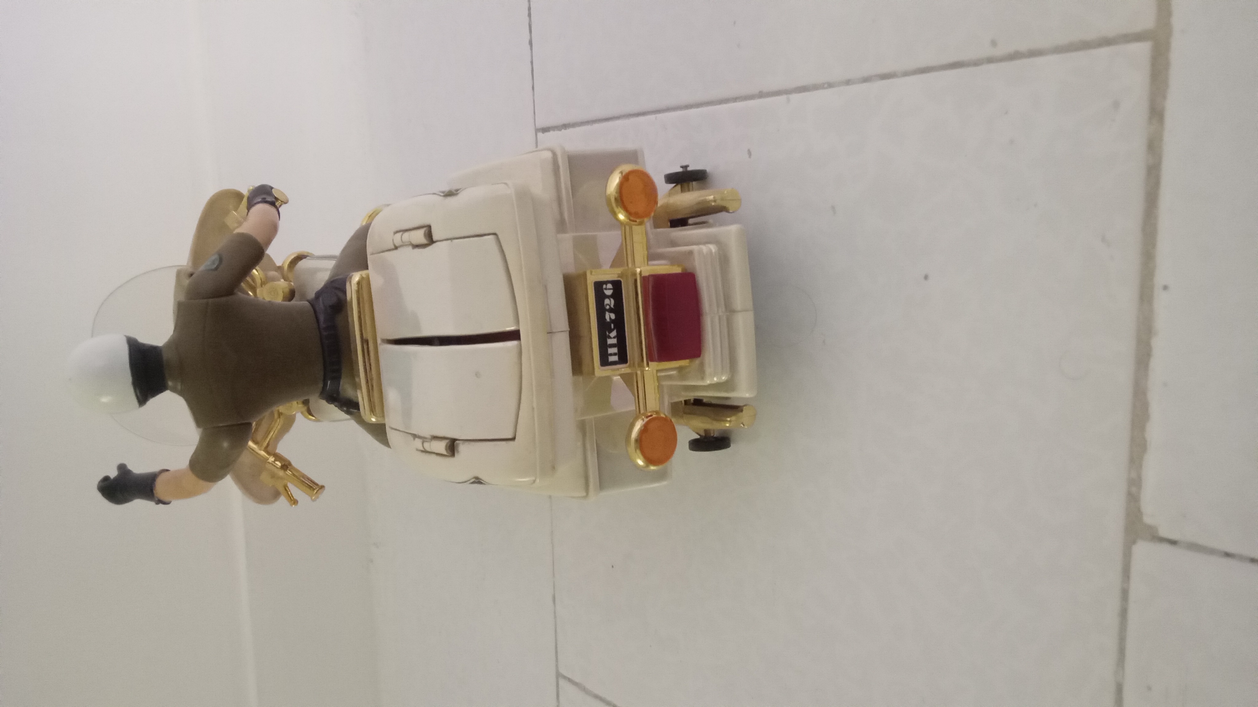 Vintage Jumbo Police Motorcycle Toy – Original Box – Working Lights – Helicopter image 6