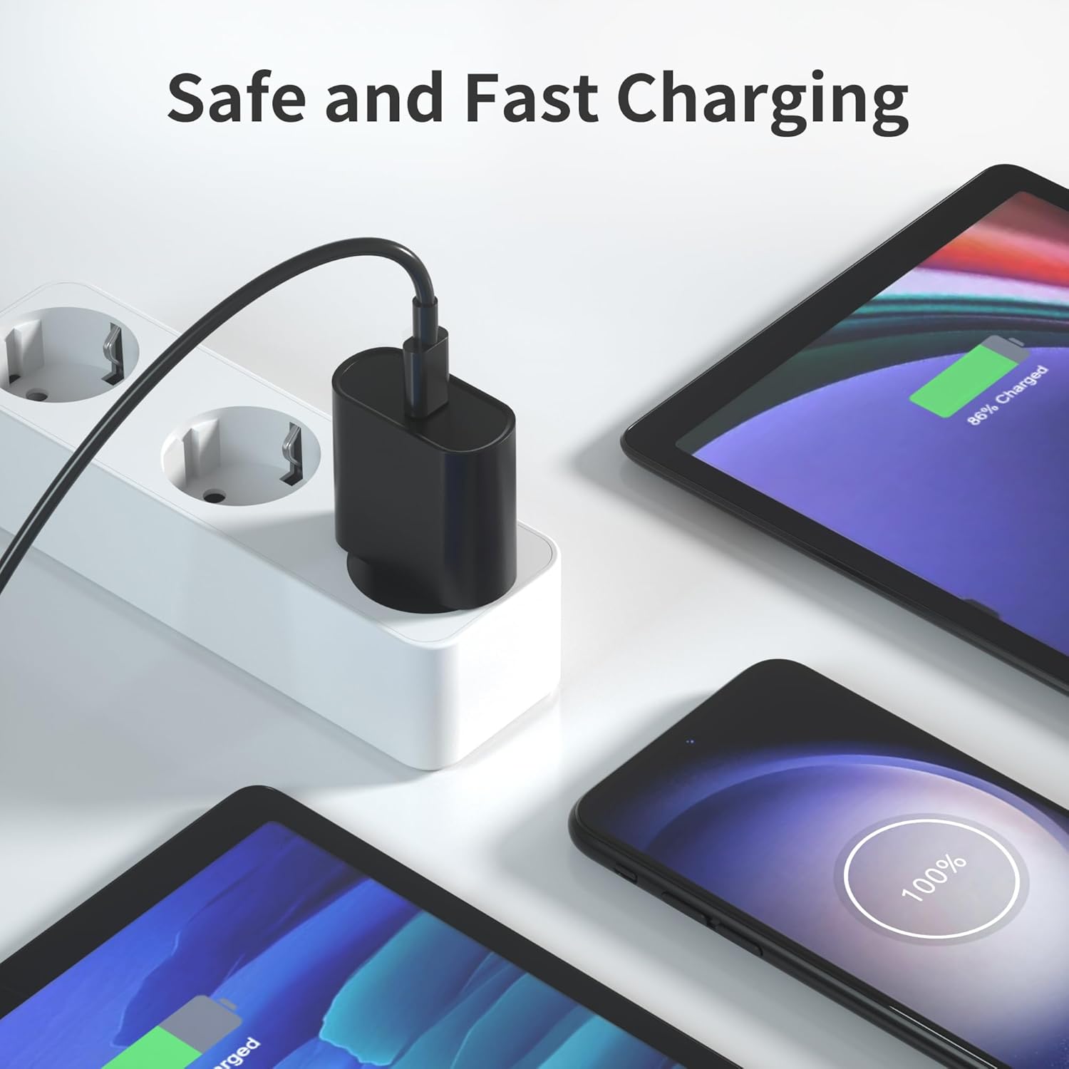 Additional image of 45W USB C Fast Charging Mains Charger for Samsung Galaxy S24/S23/S22/S21 Ultra/S20/S20+/Note 20/10/9/8/A73/A53/A52/S10/S9 and 2M Cable