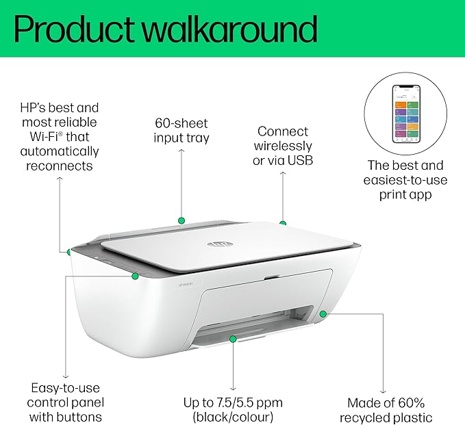 HP DeskJet 2820e All in One Printer | Perfect for Home | Colour | Wireless | Print, Scan & Copy | 3 Months of Instant Ink Included Easy Setup & Reliable Wi-Fi| Cement image 4