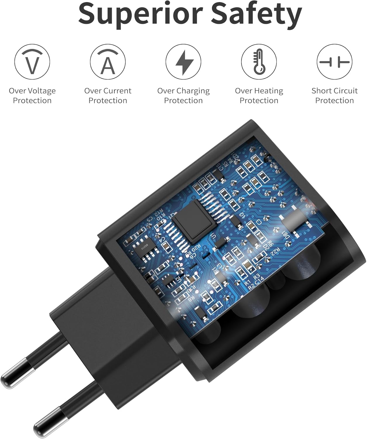 Additional image of 45W USB C Fast Charging Mains Charger for Samsung Galaxy S24/S23/S22/S21 Ultra/S20/S20+/Note 20/10/9/8/A73/A53/A52/S10/S9 and 2M Cable