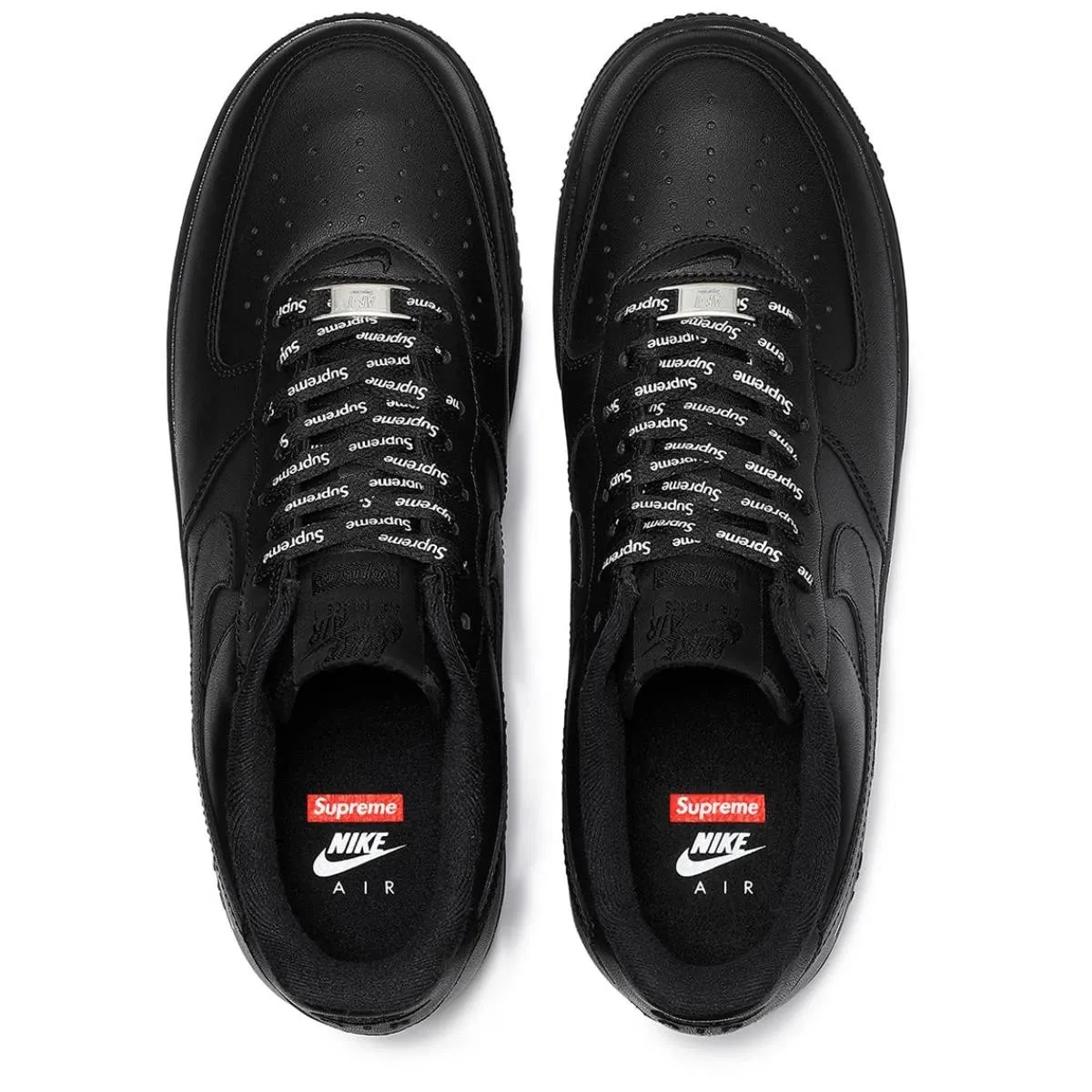 The Nike Air Force 1 Low x Supreme Box Logo in Black is a highly coveted sneaker collaboration released in 2020. 
This low-top shoe features a sleek design with a leather upper Size 8M image 4