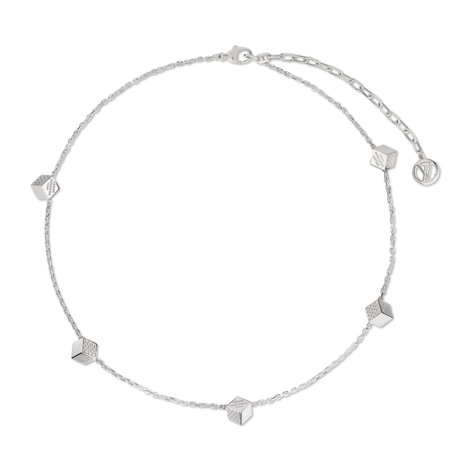 Louis Vuitton LV Cube Necklace, silver