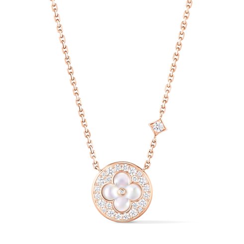 Louis Vuitton Sun Color Blossom M Pendant Necklace, rose gold, white mother-of-pearl and diamonds image 2