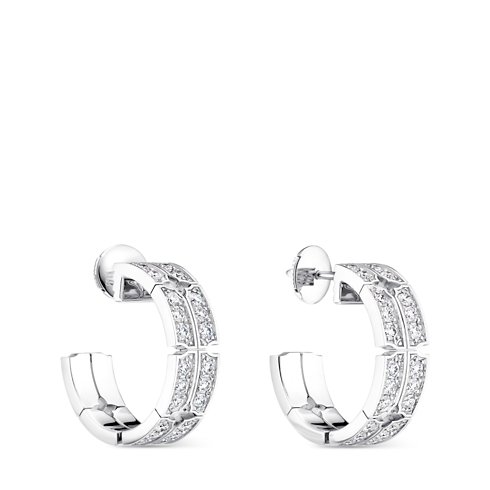 Louis Vuitton Tumbler Large Earrings, white gold and diamonds