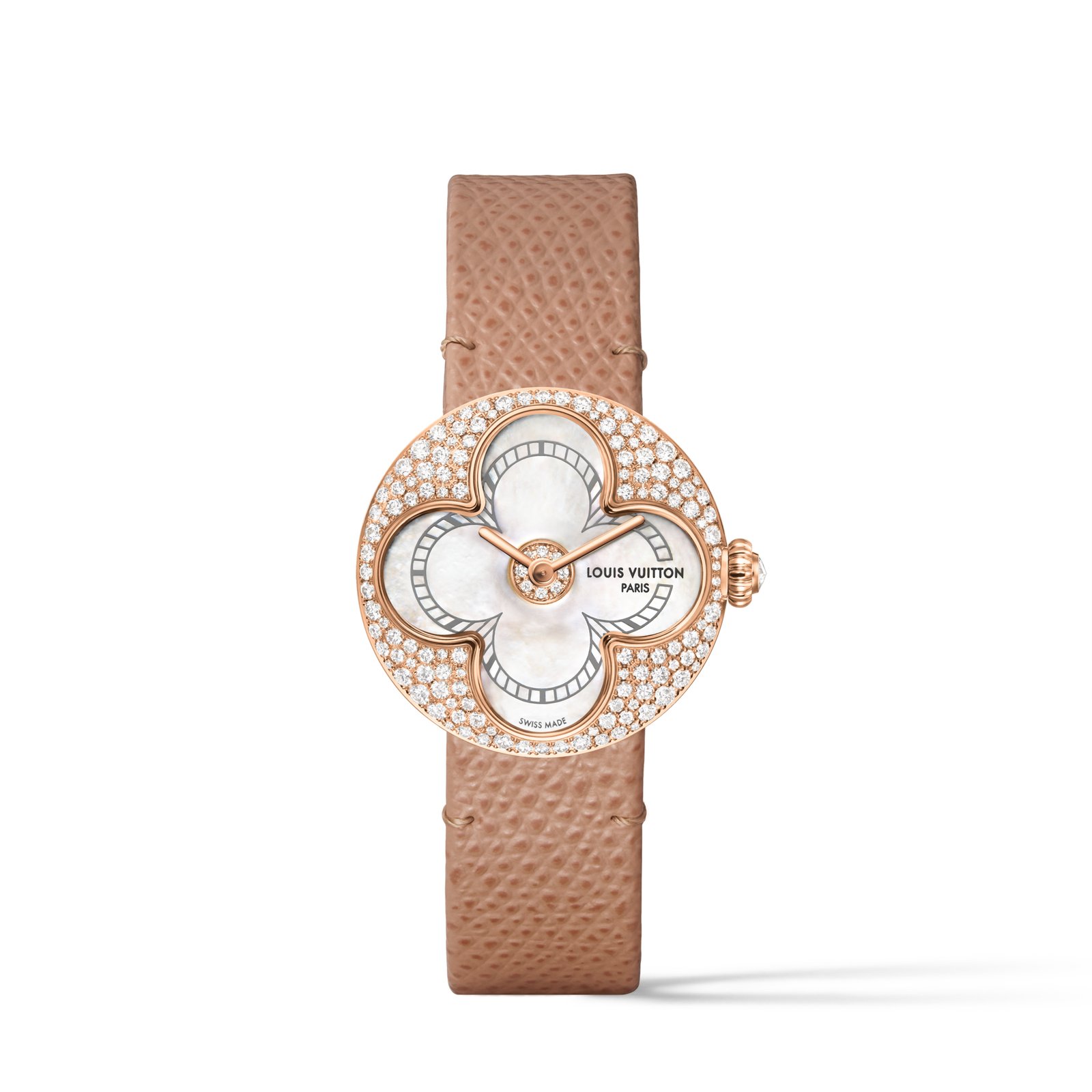 Louis Vuitton Color Blossom, quartz, 26 mm, rose gold, white mother-of-pearl and diamonds