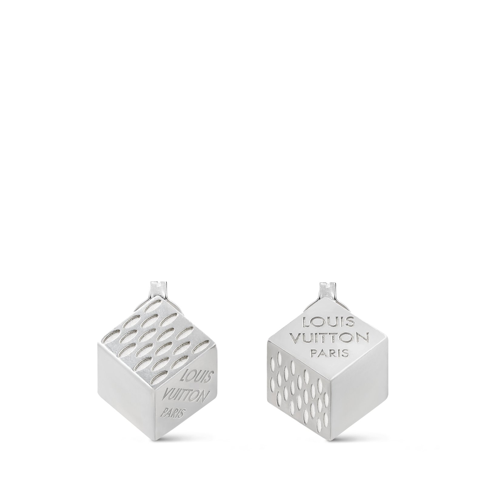 Louis Vuitton LV Cube Earrings, silver