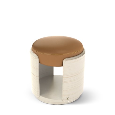 Louis Vuitton Céleste Stool - White Lacquer / Aged Natural Leather image 2
