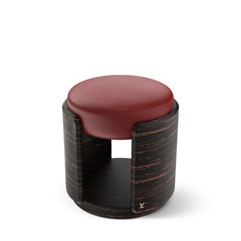 Louis Vuitton Céleste Stool - Palm Wood / Red Leather image 2