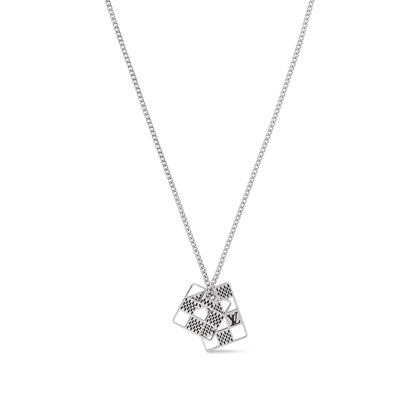 Louis Vuitton Damier Staples Cut-Out Pendant Necklace