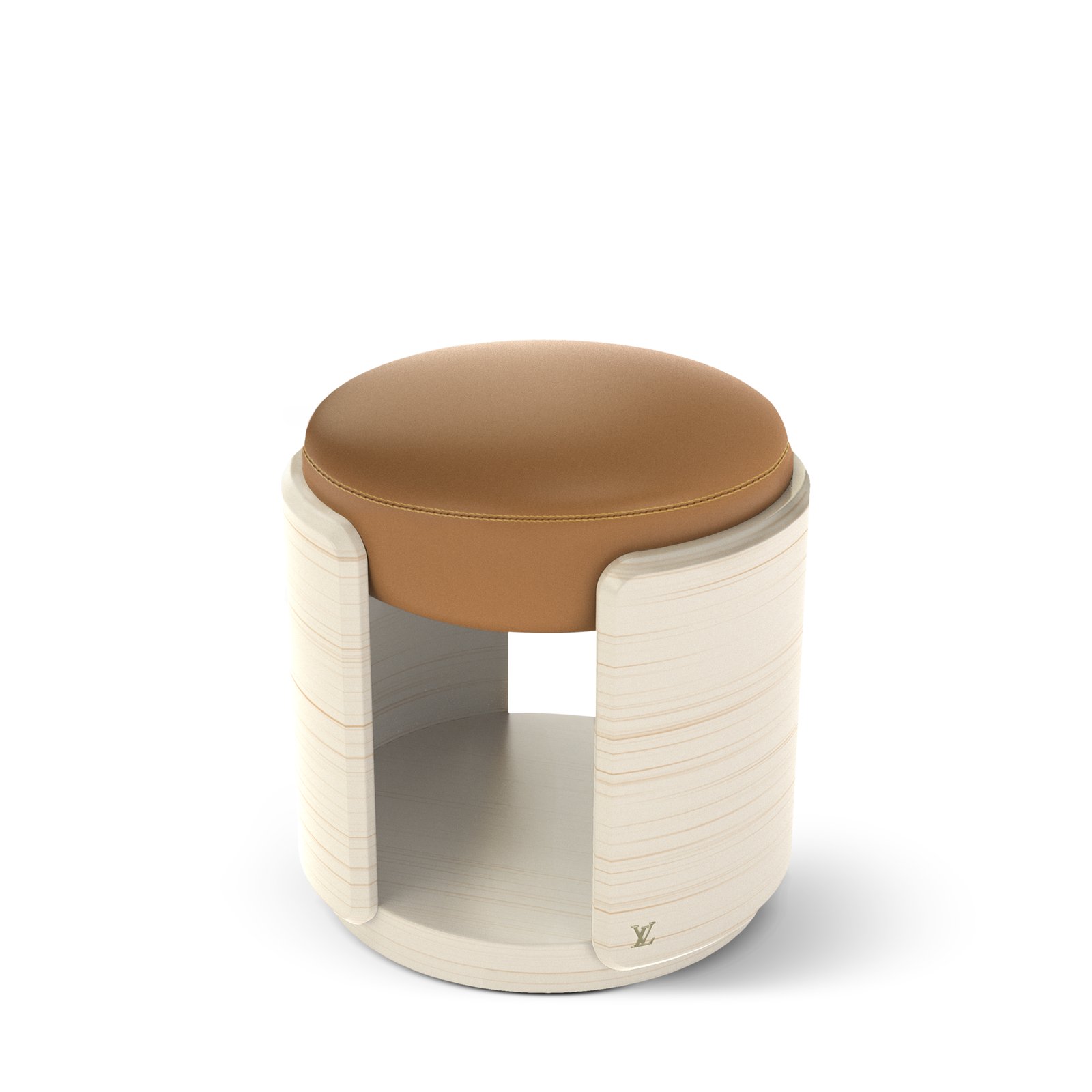 Louis Vuitton Céleste Stool - White Lacquer / Aged Natural Leather