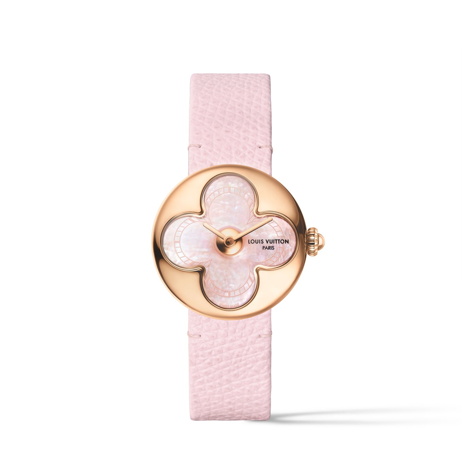 Louis Vuitton Color Blossom, quartz, 26 mm, rose gold and white mother-of-pearl with pink tones
