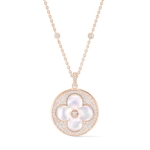 Louis Vuitton Sun Color Blossom XL Pendant Necklace, rose gold, white mother-of-pearl and diamonds image 2