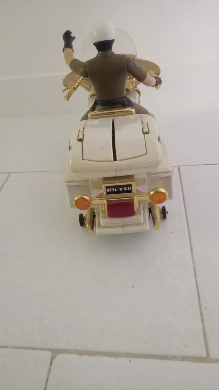 Vintage Jumbo Police Motorcycle Toy – Original Box – Working Lights – Helicopter image 6