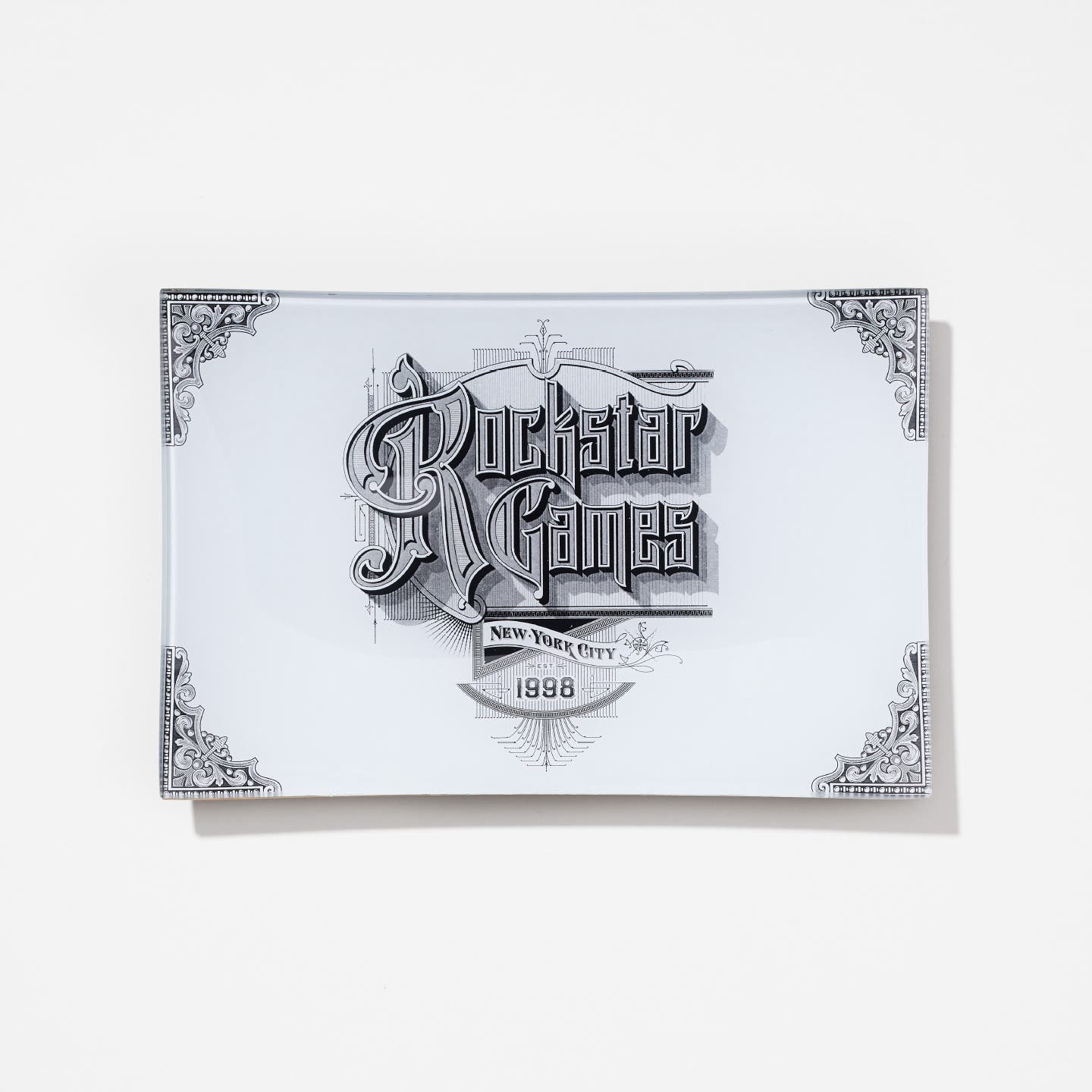 Red Dead Redemption 2 Vintage Rockstar Glass Decoupage Tray by John Derian Co.