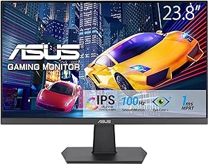 ASUS VA24EHF Eye Care Gaming Monitor – 24-inch (23.8-inch viewable), IPS, Full HD, Frameless, 100Hz, Adaptive-Sync, 1ms MPRT, HDMI, Low Blue Light, Flicker Free, Wall Mountable