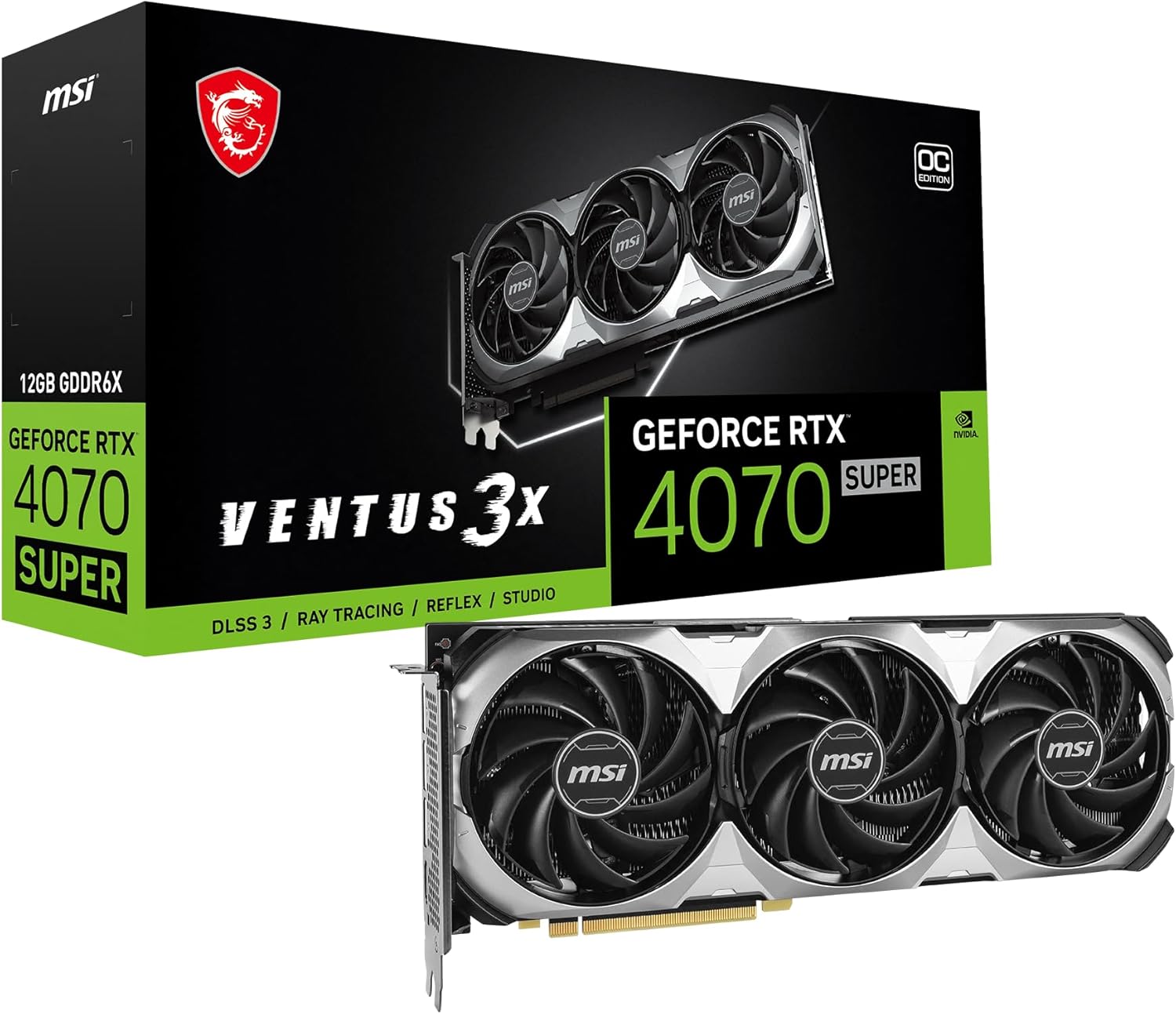 MSI Gaming RTX 4070 Super 12G Ventus 3X OC Graphics Card image 1